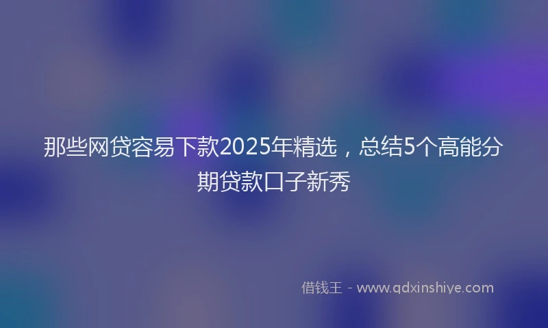 那些网贷容易下款2025年精选，总结5个高能分期贷款口子新秀