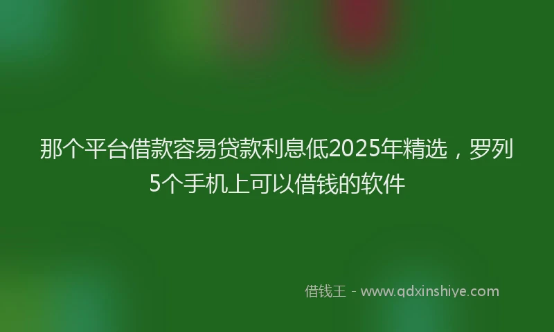 那个平台借款容易贷款利息低2025年精选，罗列5个手机上可以借钱的软件