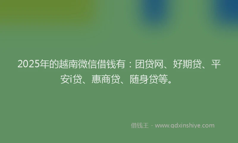 2025年的越南微信借钱有：团贷网、好期贷、平安i贷、惠商贷、随身贷等。