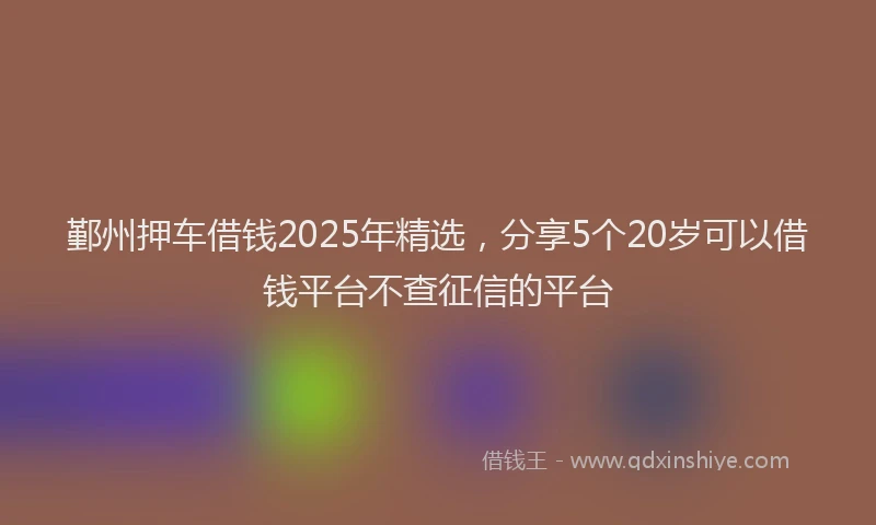 鄞州押车借钱2025年精选，分享5个20岁可以借钱平台不查征信的平台