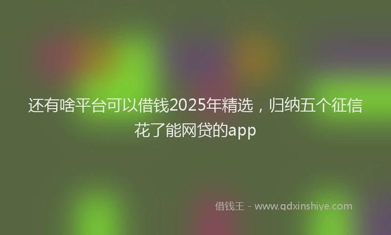 还有啥平台可以借钱2025年精选，归纳五个征信花了能网贷的app