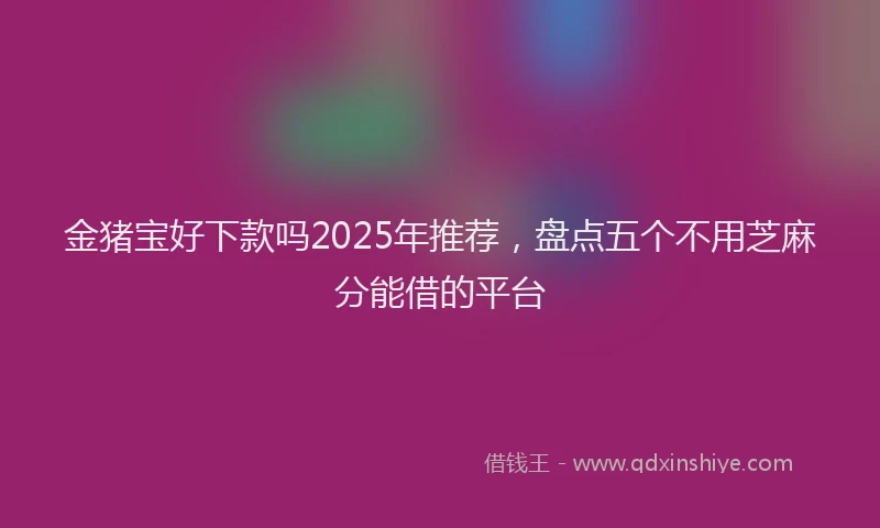 金猪宝好下款吗2025年推荐，盘点五个不用芝麻分能借的平台