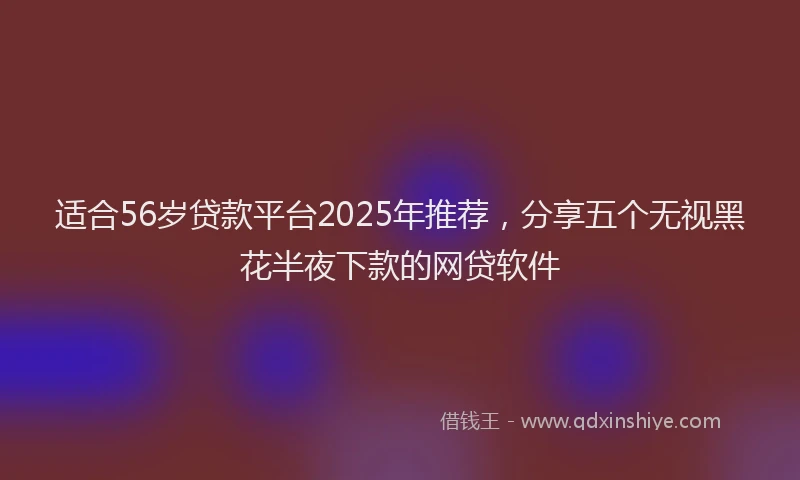 适合56岁贷款平台2025年推荐，分享五个无视黑花半夜下款的网贷软件
