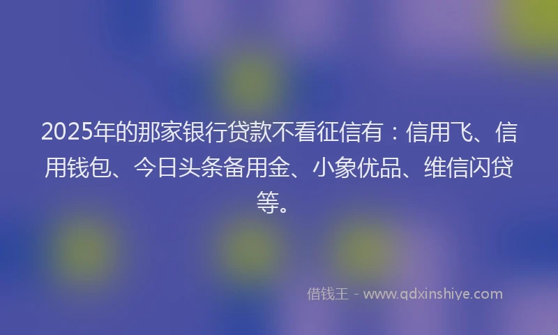 2025年的那家银行贷款不看征信有：信用飞、信用钱包、今日头条备用金、小象优品、维信闪贷等。