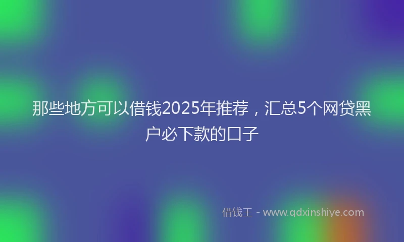 那些地方可以借钱2025年推荐，汇总5个网贷黑户必下款的口子