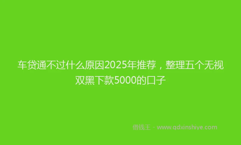 车贷通不过什么原因2025年推荐，整理五个无视双黑下款5000的口子