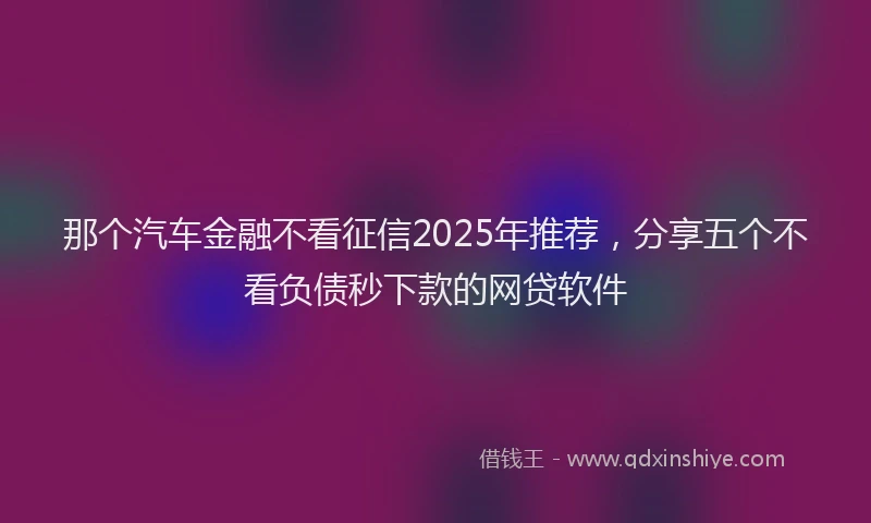 那个汽车金融不看征信2025年推荐，分享五个不看负债秒下款的网贷软件
