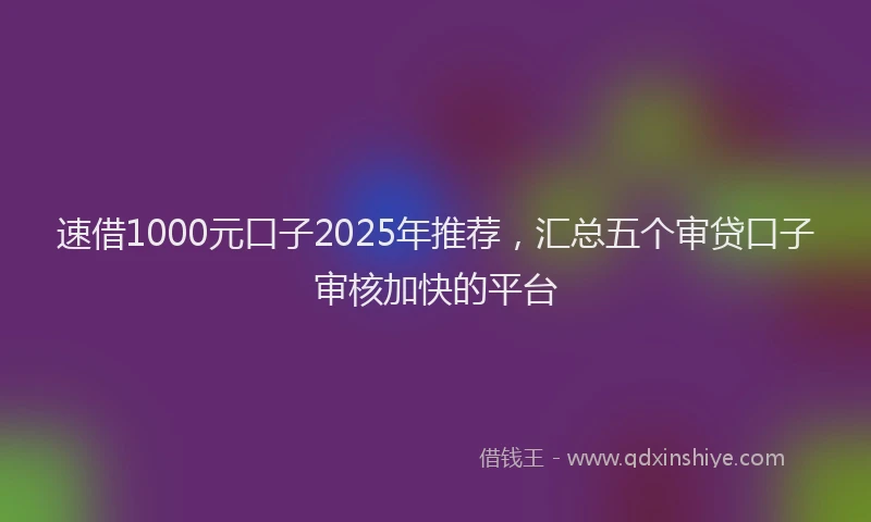 速借1000元口子2025年推荐，汇总五个审贷口子审核加快的平台