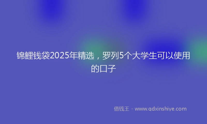 锦鲤钱袋2025年精选，罗列5个大学生可以使用的口子
