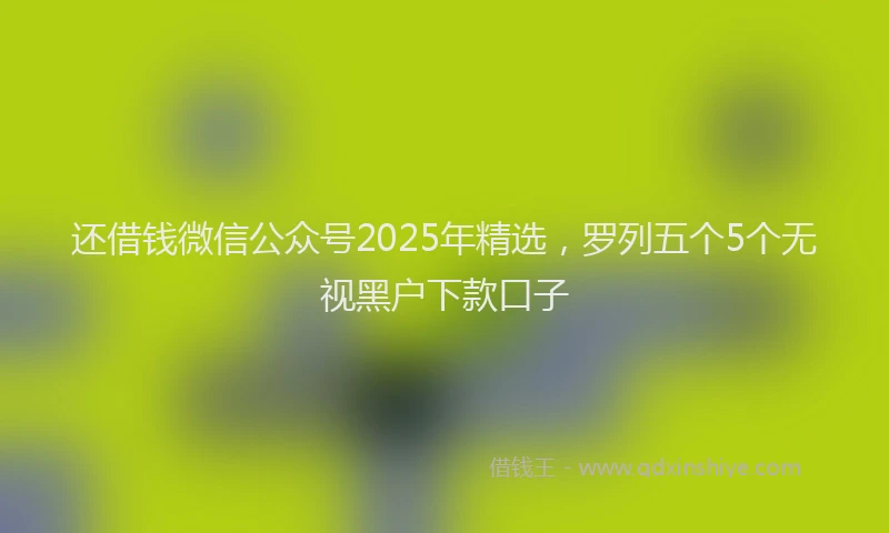 还借钱微信公众号2025年精选，罗列五个5个无视黑户下款口子