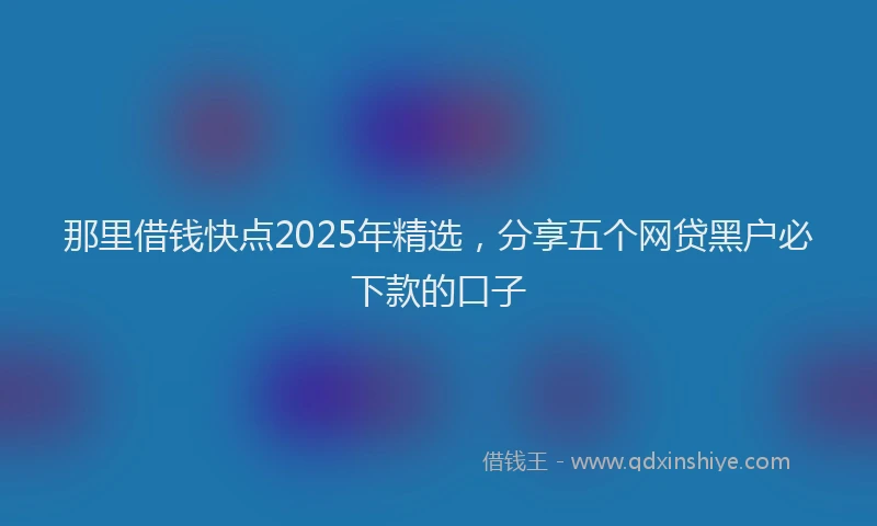 那里借钱快点2025年精选，分享五个网贷黑户必下款的口子