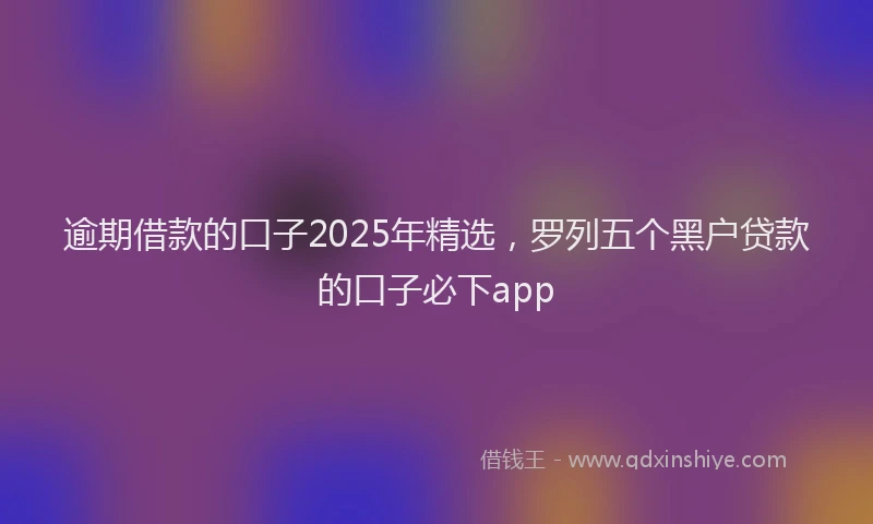 逾期借款的口子2025年精选，罗列五个黑户贷款的口子必下app