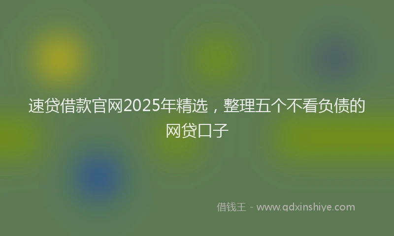 速贷借款官网2025年精选，整理五个不看负债的网贷口子