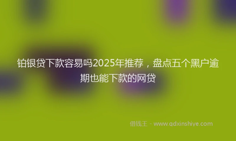铂银贷下款容易吗2025年推荐，盘点五个黑户逾期也能下款的网贷