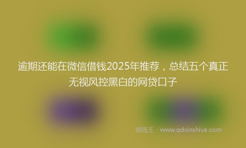 逾期还能在微信借钱2025年推荐，总结五个真正无视风控黑白的网贷口子