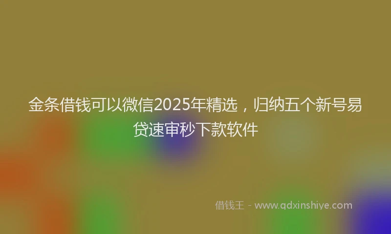 金条借钱可以微信2025年精选，归纳五个新号易贷速审秒下款软件