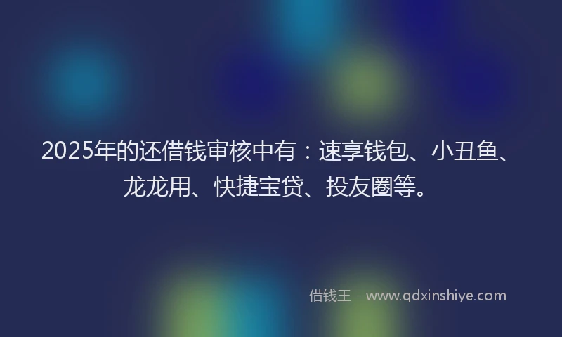 2025年的还借钱审核中有：速享钱包、小丑鱼、龙龙用、快捷宝贷、投友圈等。