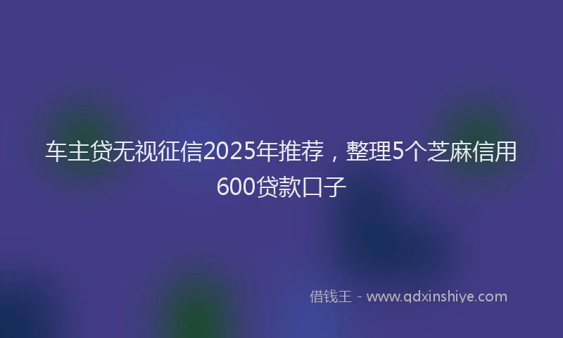 车主贷无视征信2025年推荐，整理5个芝麻信用600贷款口子