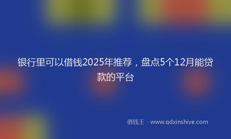 银行里可以借钱2025年推荐，盘点5个12月能贷款的平台