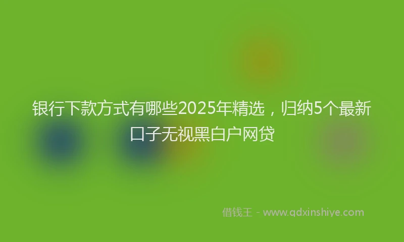 银行下款方式有哪些2025年精选，归纳5个最新口子无视黑白户网贷