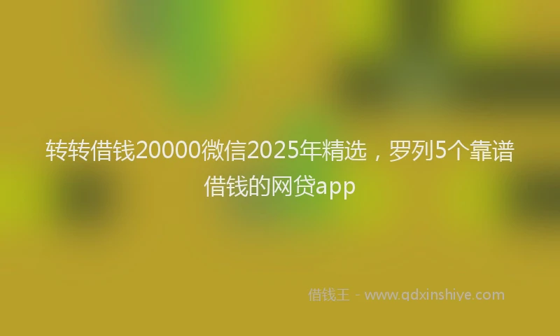 转转借钱20000微信2025年精选，罗列5个靠谱借钱的网贷app