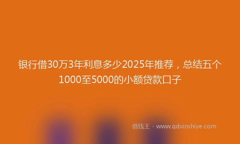 银行借30万3年利息多少2025年推荐，总结五个1000至5000的小额贷款口子
