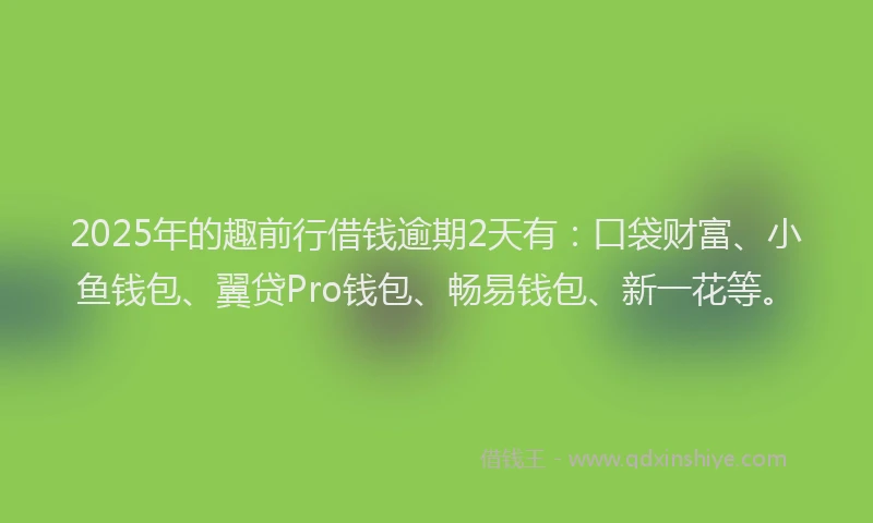 2025年的趣前行借钱逾期2天有：口袋财富、小鱼钱包、翼贷Pro钱包、畅易钱包、新一花等。