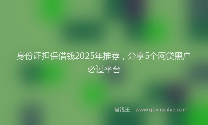 身份证担保借钱2025年推荐，分享5个网贷黑户必过平台
