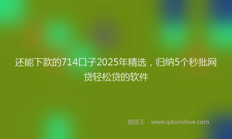 还能下款的714口子2025年精选，归纳5个秒批网贷轻松贷的软件