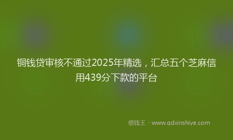 铜钱贷审核不通过2025年精选，汇总五个芝麻信用439分下款的平台