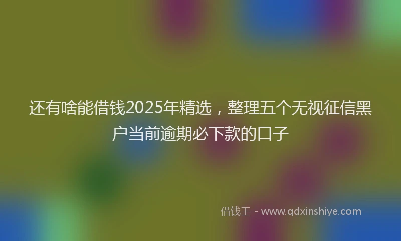 还有啥能借钱2025年精选，整理五个无视征信黑户当前逾期必下款的口子