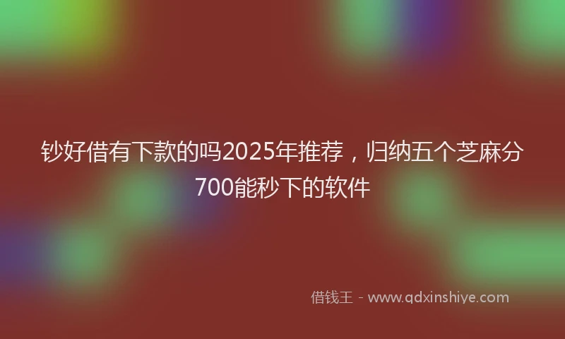 钞好借有下款的吗2025年推荐，归纳五个芝麻分700能秒下的软件