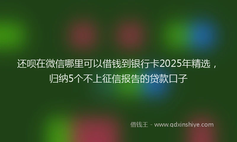 还呗在微信哪里可以借钱到银行卡2025年精选，归纳5个不上征信报告的贷款口子