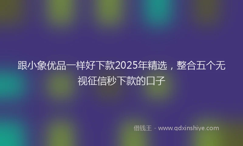 跟小象优品一样好下款2025年精选，整合五个无视征信秒下款的口子