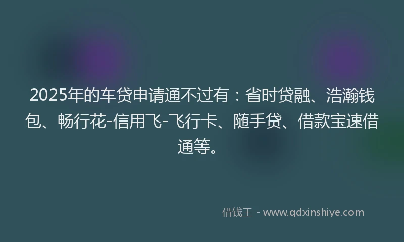 2025年的车贷申请通不过有：省时贷融、浩瀚钱包、畅行花-信用飞-飞行卡、随手贷、借款宝速借通等。