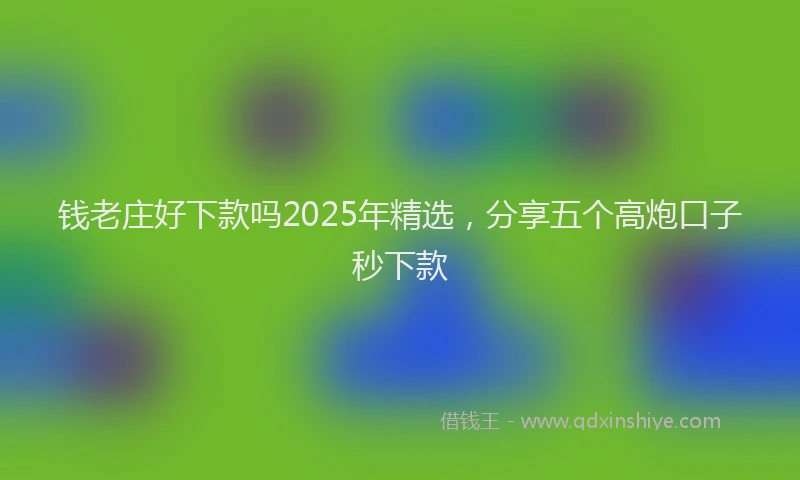 钱老庄好下款吗2025年精选，分享五个高炮口子秒下款