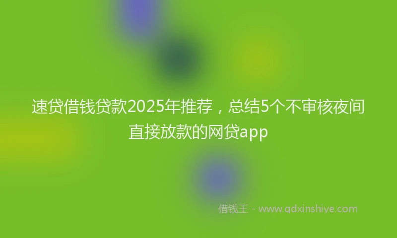 速贷借钱贷款2025年推荐，总结5个不审核夜间直接放款的网贷app