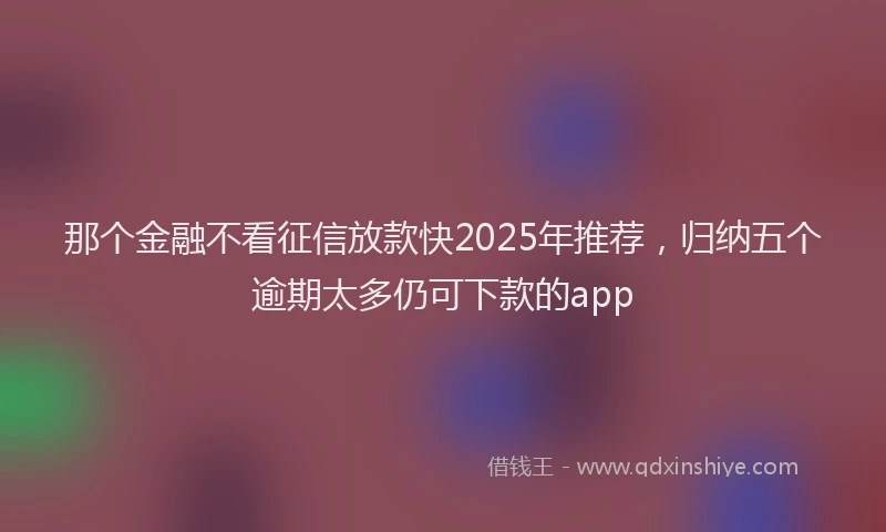 那个金融不看征信放款快2025年推荐，归纳五个逾期太多仍可下款的app