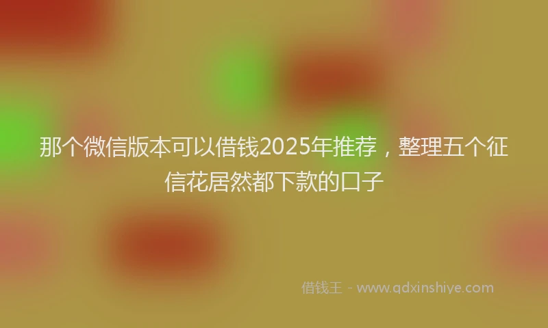 那个微信版本可以借钱2025年推荐，整理五个征信花居然都下款的口子