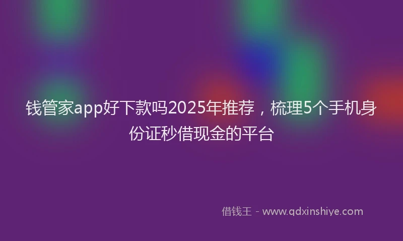 钱管家app好下款吗2025年推荐，梳理5个手机身份证秒借现金的平台