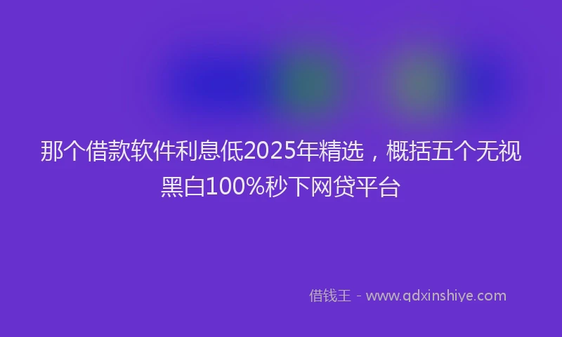 那个借款软件利息低2025年精选，概括五个无视黑白100%秒下网贷平台