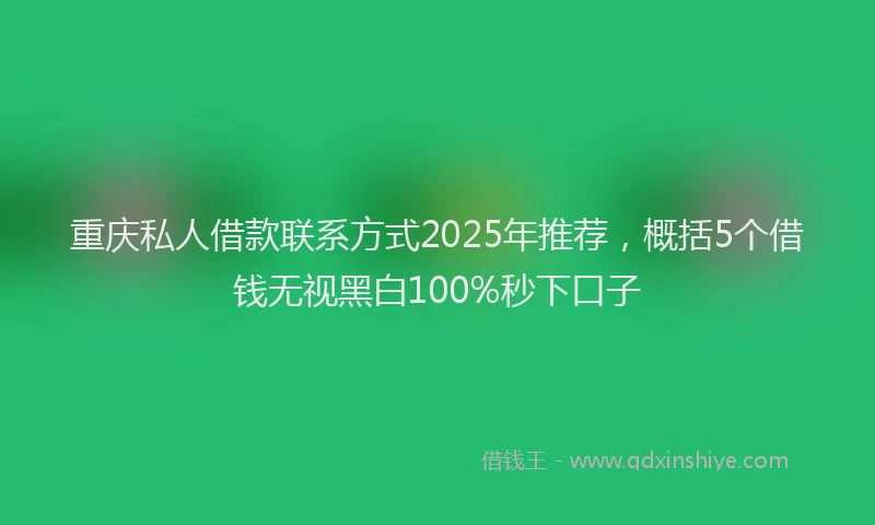 重庆私人借款联系方式2025年推荐，概括5个借钱无视黑白100%秒下口子