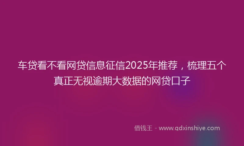 车贷看不看网贷信息征信2025年推荐，梳理五个真正无视逾期大数据的网贷口子