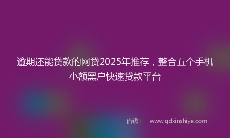逾期还能贷款的网贷2025年推荐，整合五个手机小额黑户快速贷款平台