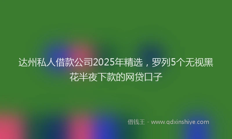 达州私人借款公司2025年精选，罗列5个无视黑花半夜下款的网贷口子