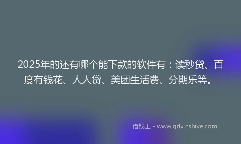 2025年的还有哪个能下款的软件有：读秒贷、百度有钱花、人人贷、美团生活费、分期乐等。