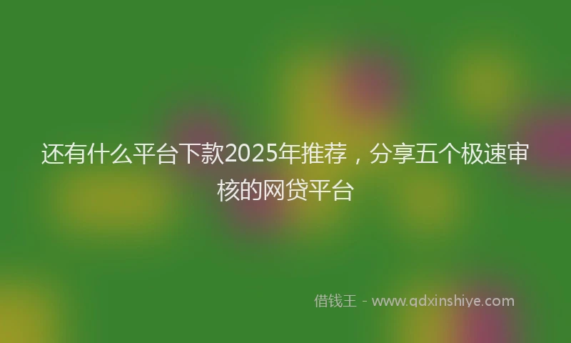 还有什么平台下款2025年推荐，分享五个极速审核的网贷平台