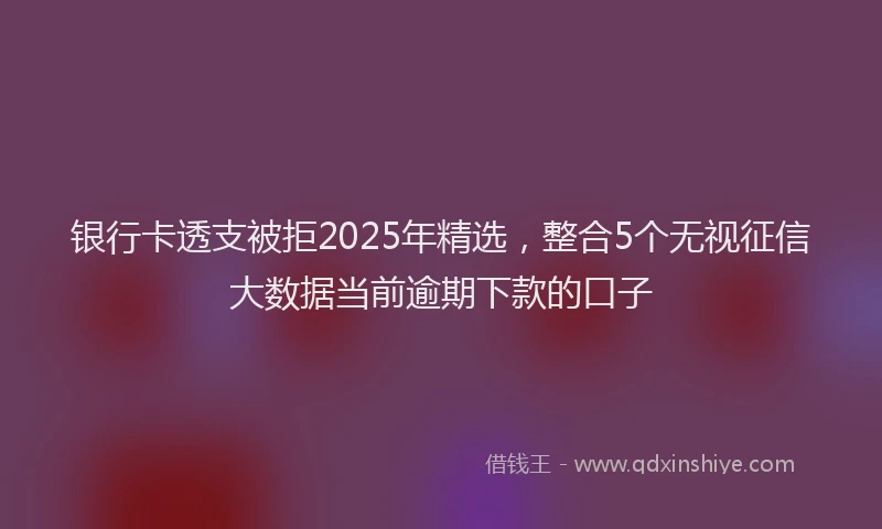 银行卡透支被拒2025年精选，整合5个无视征信大数据当前逾期下款的口子