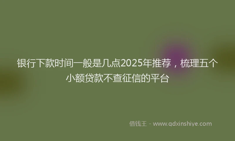银行下款时间一般是几点2025年推荐，梳理五个小额贷款不查征信的平台