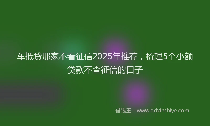 车抵贷那家不看征信2025年推荐，梳理5个小额贷款不查征信的口子
